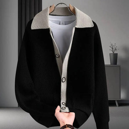 Hugo Men's Ribbed Contrast Knit Cardigan