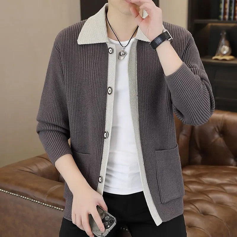 Hugo Men's Ribbed Contrast Knit Cardigan
