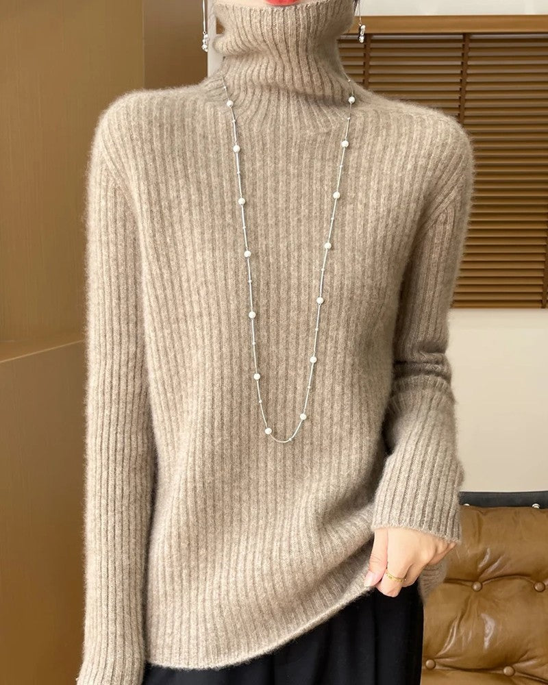 Joelle Ribbed Turtleneck Knit Sweater