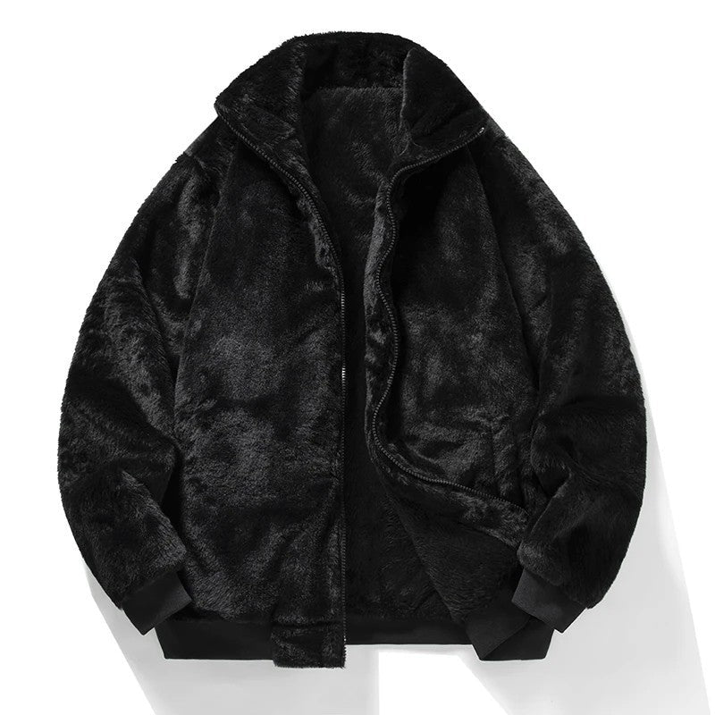John Men's Faux Fur Relaxed Bomber Jacket