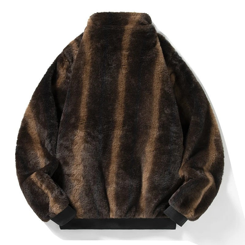 John Men's Faux Fur Relaxed Bomber Jacket