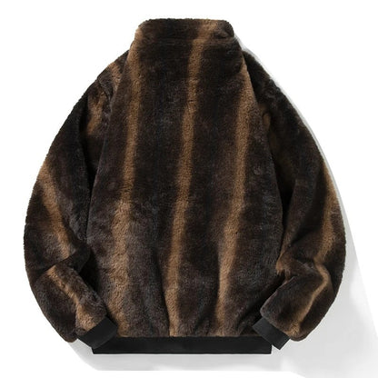 John Men's Faux Fur Relaxed Bomber Jacket