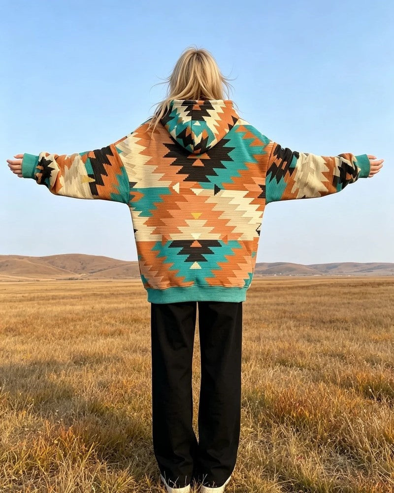 Julia Women's Southwestern Geometric Print Hoodie