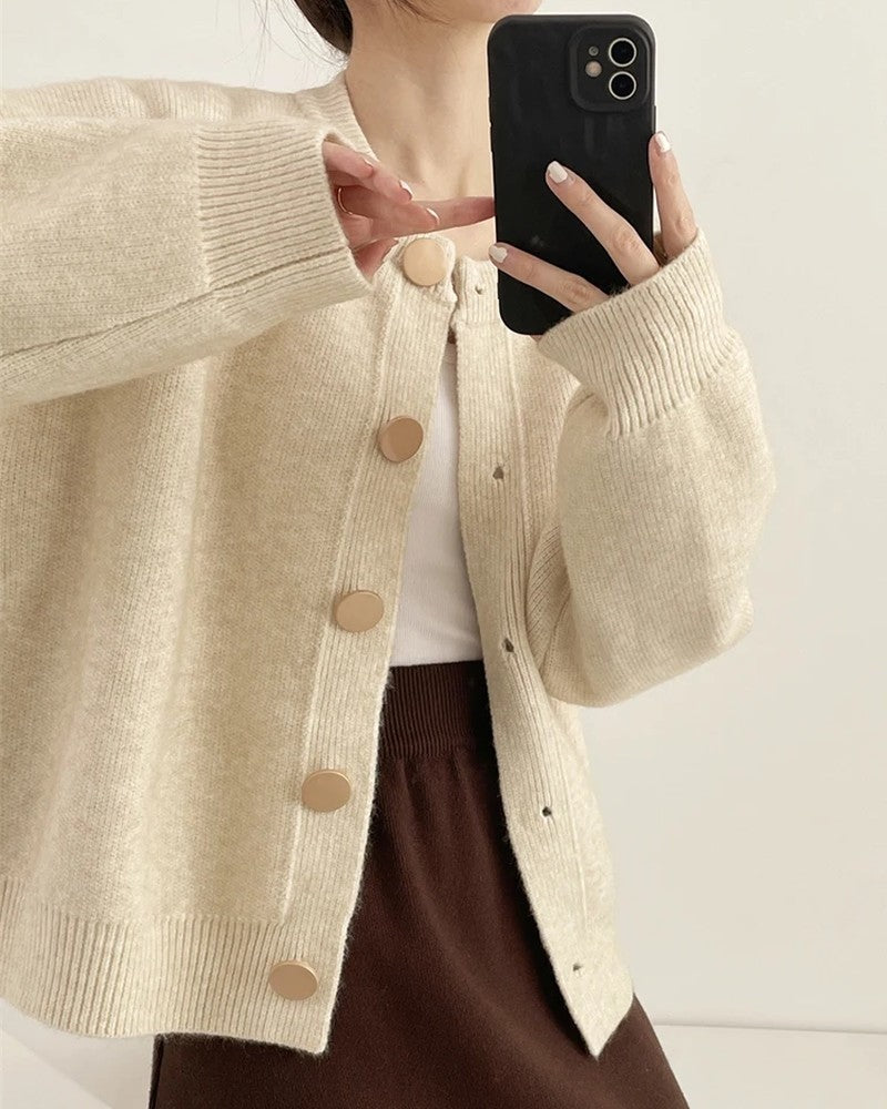 Kaspar Relaxed Knit Button-Up Cardigan