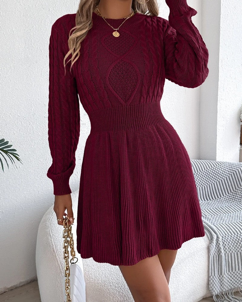 Laura Women's Cable Knit Long Sleeve Sweater Dress