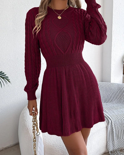 Laura Women's Cable Knit Long Sleeve Sweater Dress