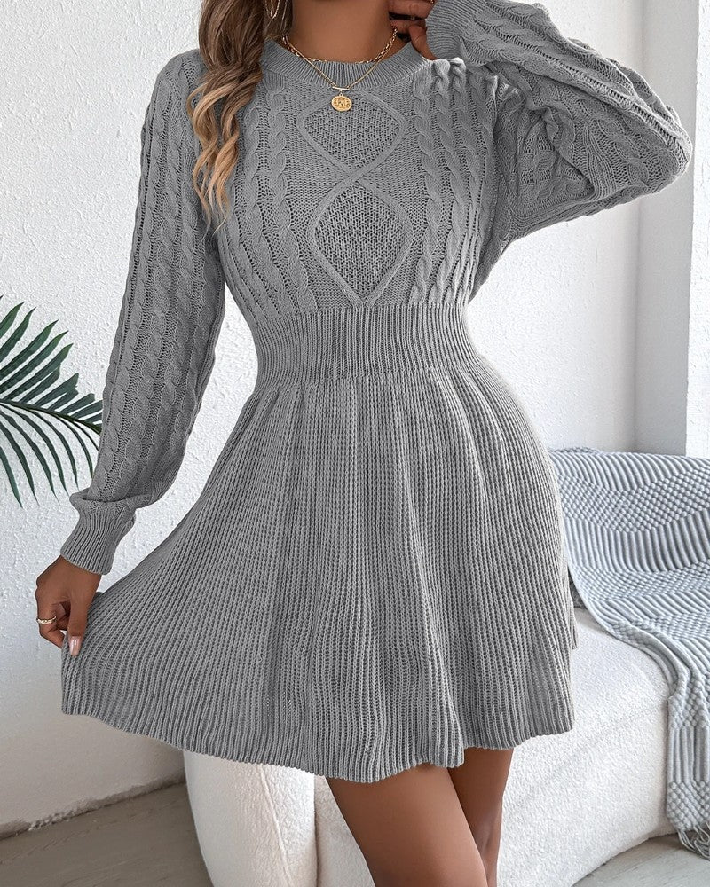 Laura Women's Cable Knit Long Sleeve Sweater Dress