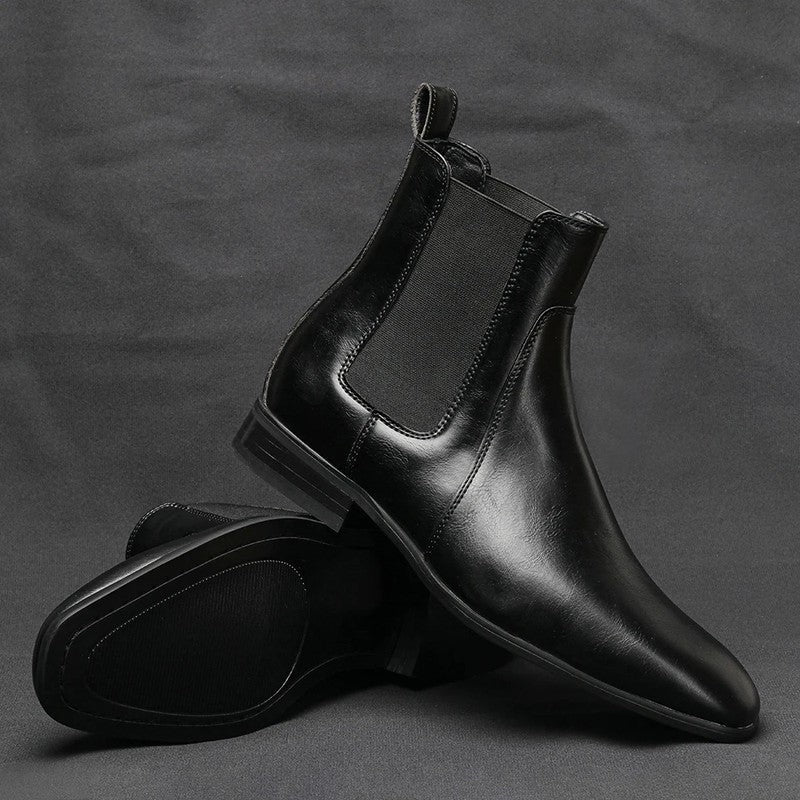 Laurent Polished Elastic Chelsea Boots