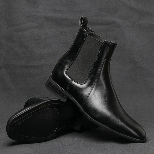 Laurent Polished Elastic Chelsea Boots