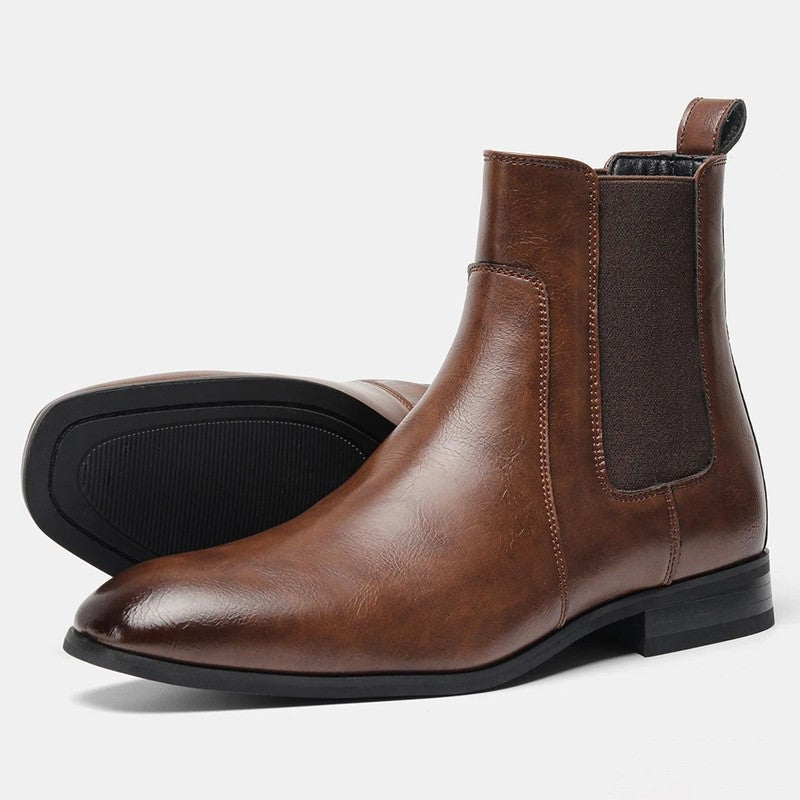 Laurent Polished Elastic Chelsea Boots