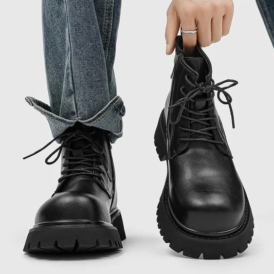 Leander Lug Sole Leather Combat Boots