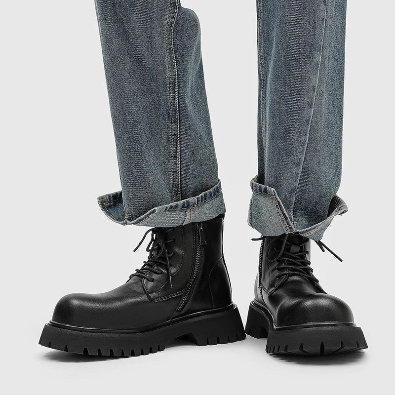 Leander Lug Sole Leather Combat Boots