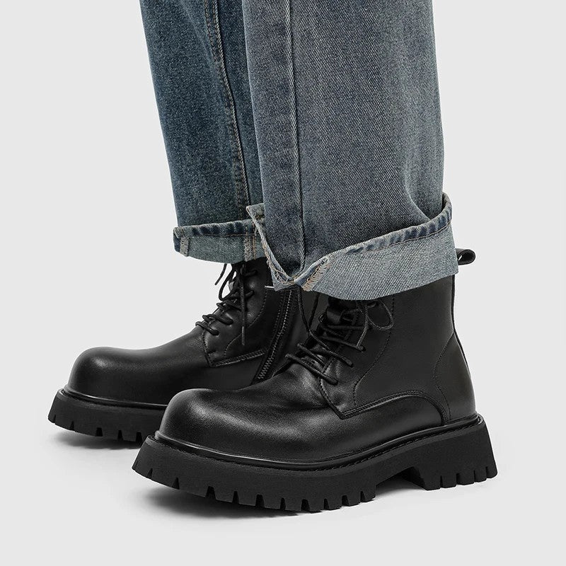 Leander Lug Sole Leather Combat Boots