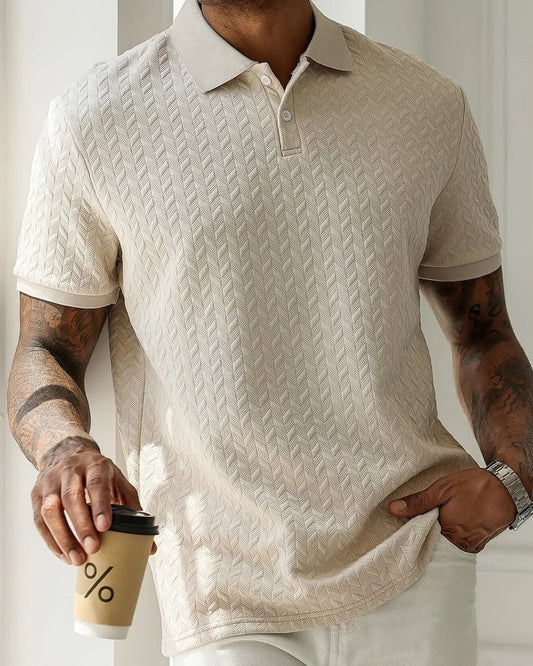 Levrin Textured Chevron Knit Polo