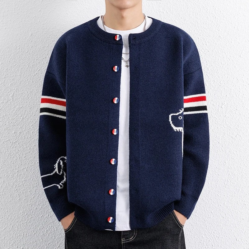 Levron Relaxed Knit Varsity Cardigan