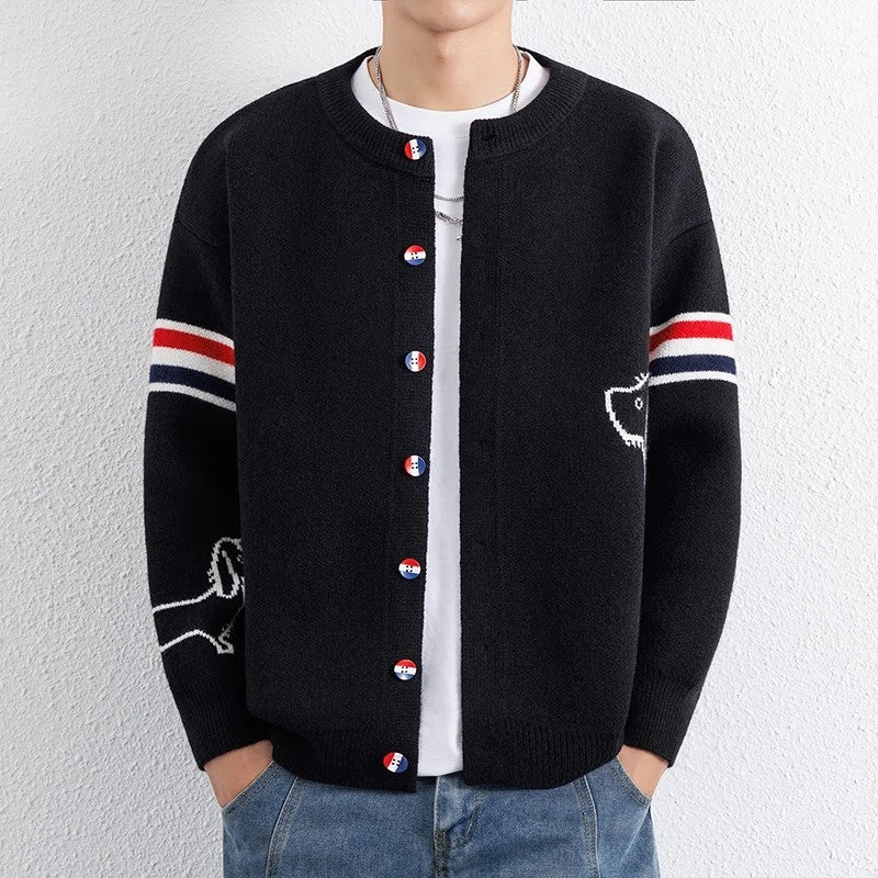 Levron Relaxed Knit Varsity Cardigan
