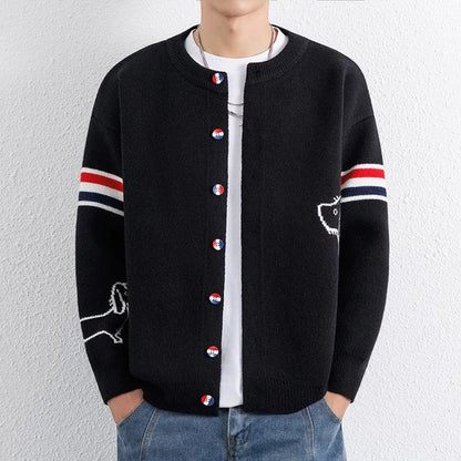 Levron Relaxed Knit Varsity Cardigan