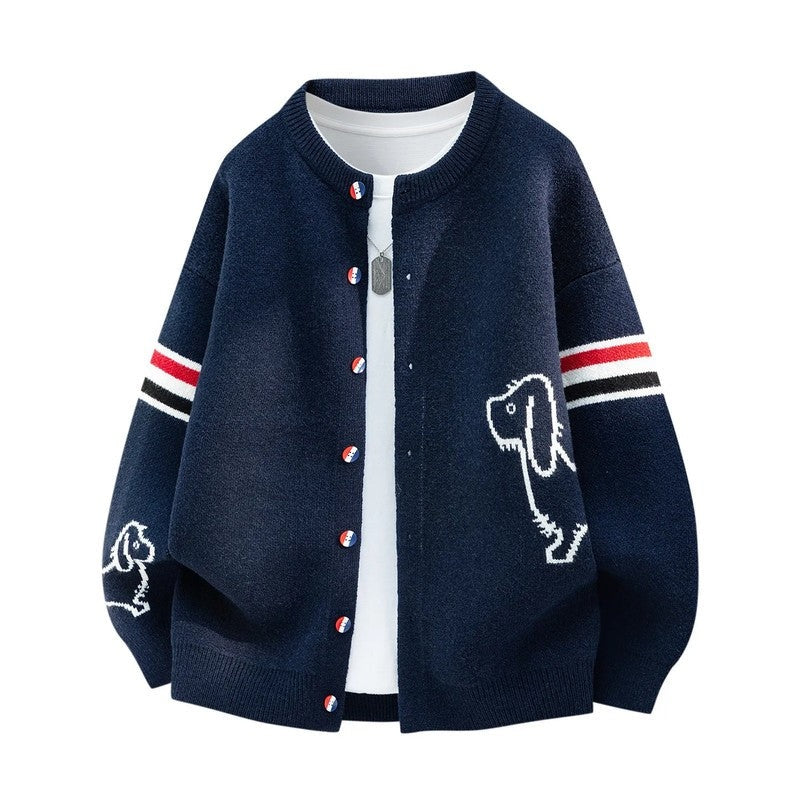 Levron Relaxed Knit Varsity Cardigan