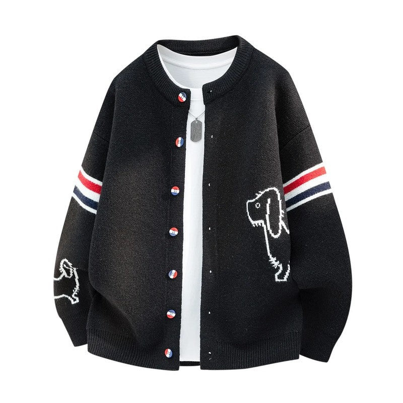 Levron Relaxed Knit Varsity Cardigan