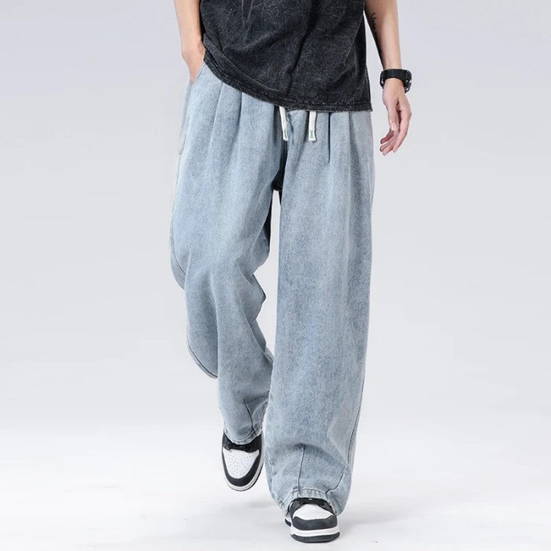 Liroux Relaxed Pleated Wide-Leg Jeans