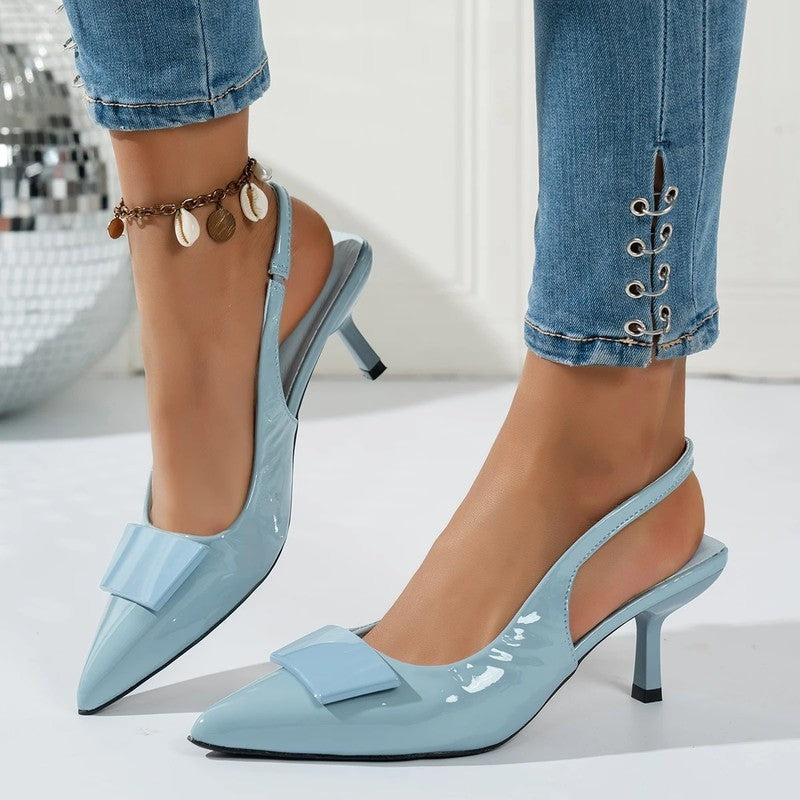 Livona Patent Bow Slingback Pumps