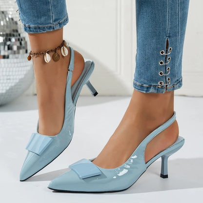 Livona Patent Bow Slingback Pumps