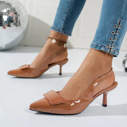 Livona Patent Bow Slingback Pumps