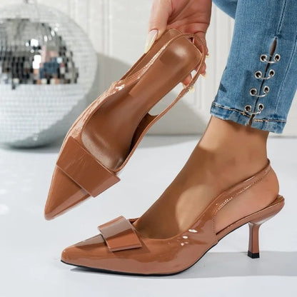 Livona Patent Bow Slingback Pumps
