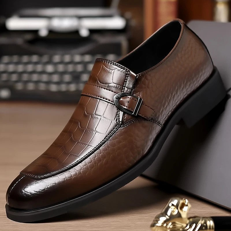 Lorain Embossed Buckle Dress Loafer