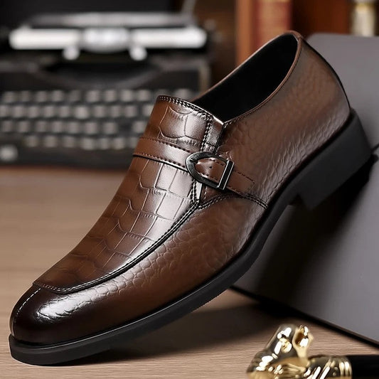 Lorain Embossed Buckle Dress Loafer