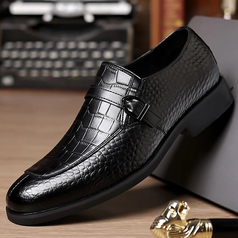 Lorain Embossed Buckle Dress Loafer