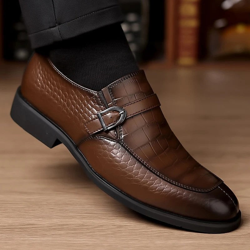 Lorain Embossed Buckle Dress Loafer
