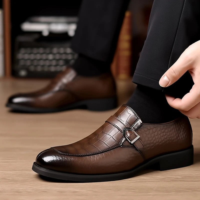 Lorain Embossed Buckle Dress Loafer