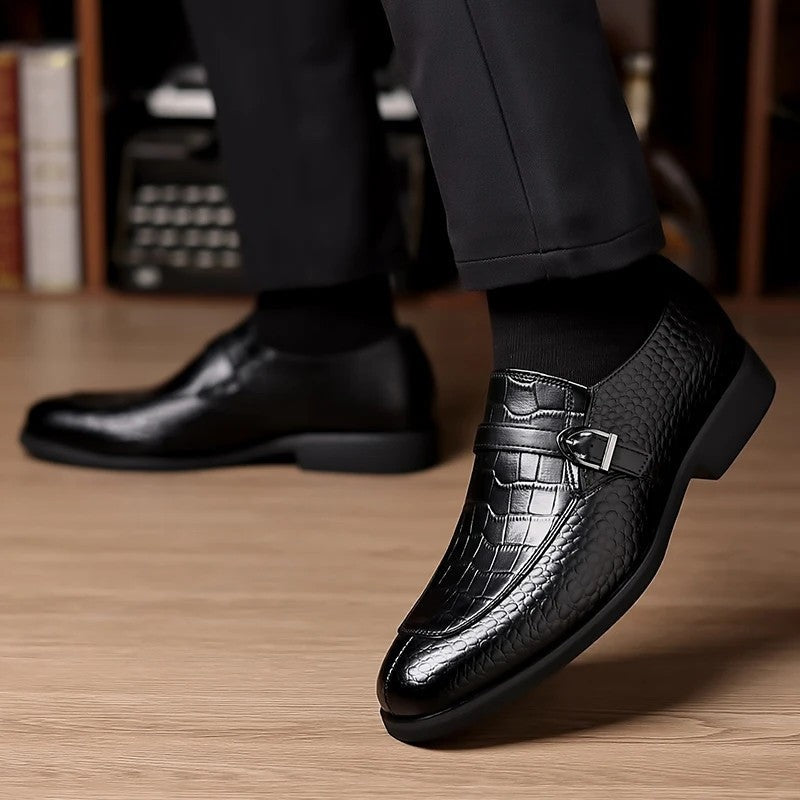 Lorain Embossed Buckle Dress Loafer