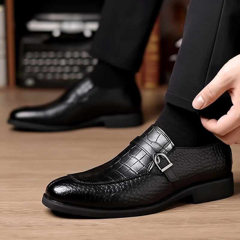 Lorain Embossed Buckle Dress Loafer