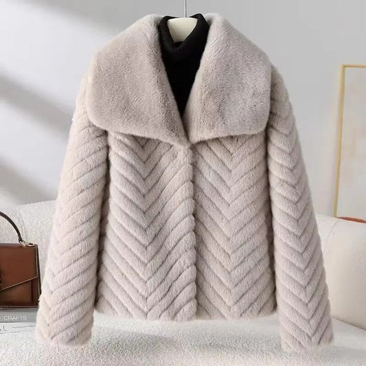 Lorrix Chevron Faux Fur Jacket