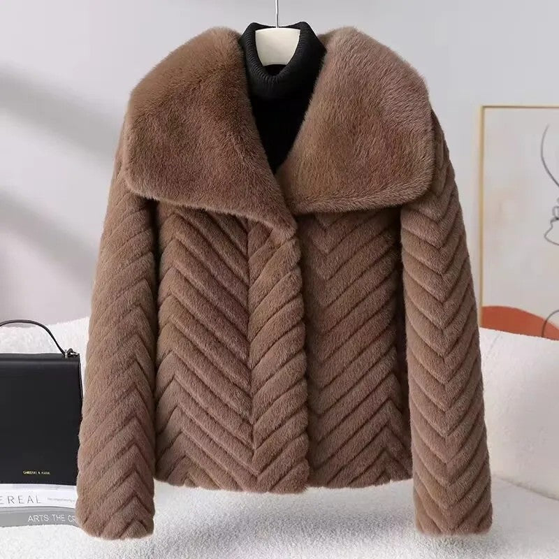 Lorrix Chevron Faux Fur Jacket