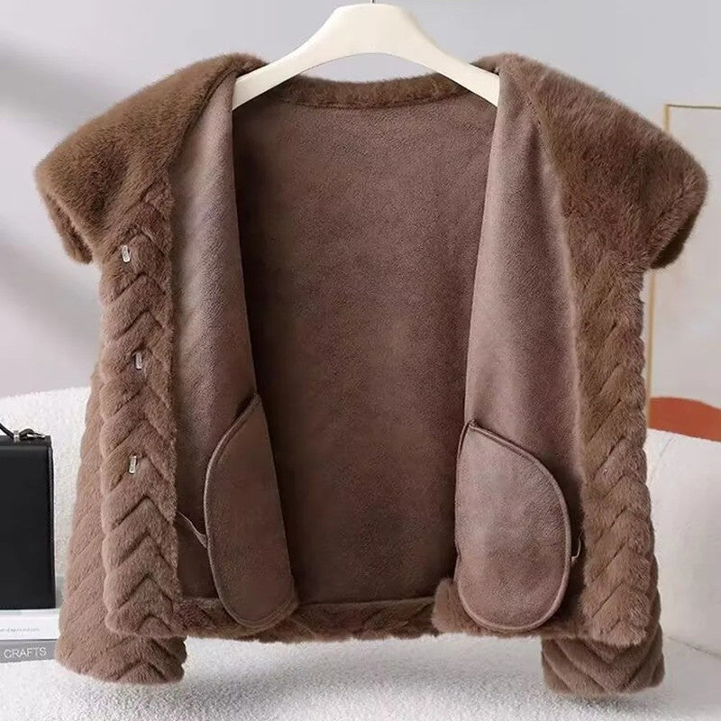 Lorrix Chevron Faux Fur Jacket