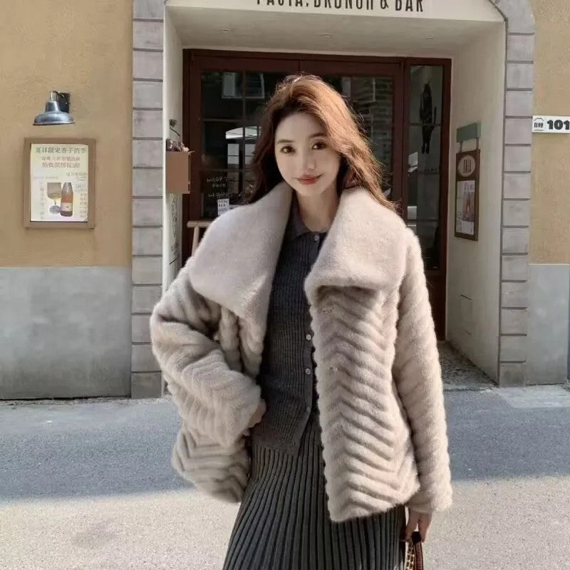 Lorrix Chevron Faux Fur Jacket
