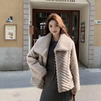 Lorrix Chevron Faux Fur Jacket