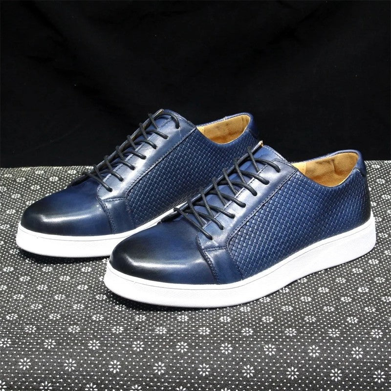 Lorvan Woven Panel Leather Sneakers