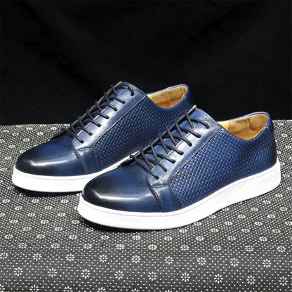 Lorvan Woven Panel Leather Sneakers