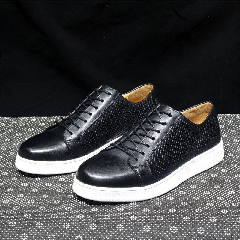 Lorvan Woven Panel Leather Sneakers