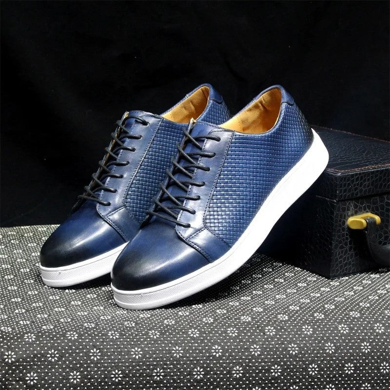 Lorvan Woven Panel Leather Sneakers