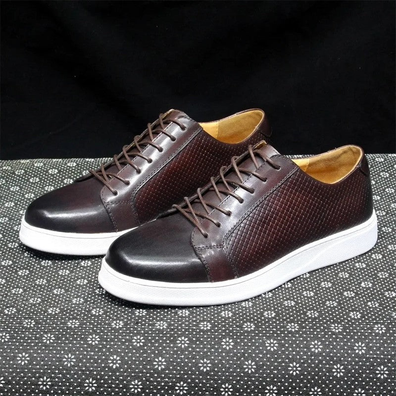 Lorvan Woven Panel Leather Sneakers