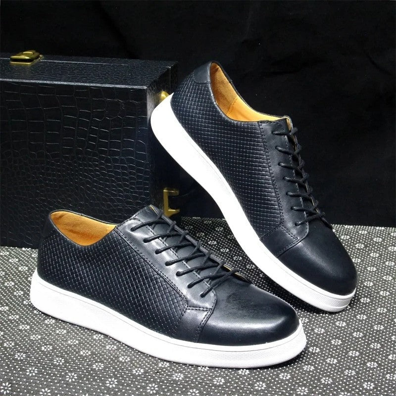Lorvan Woven Panel Leather Sneakers