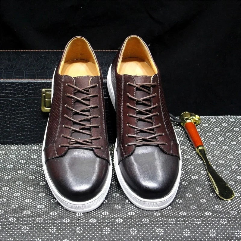 Lorvan Woven Panel Leather Sneakers