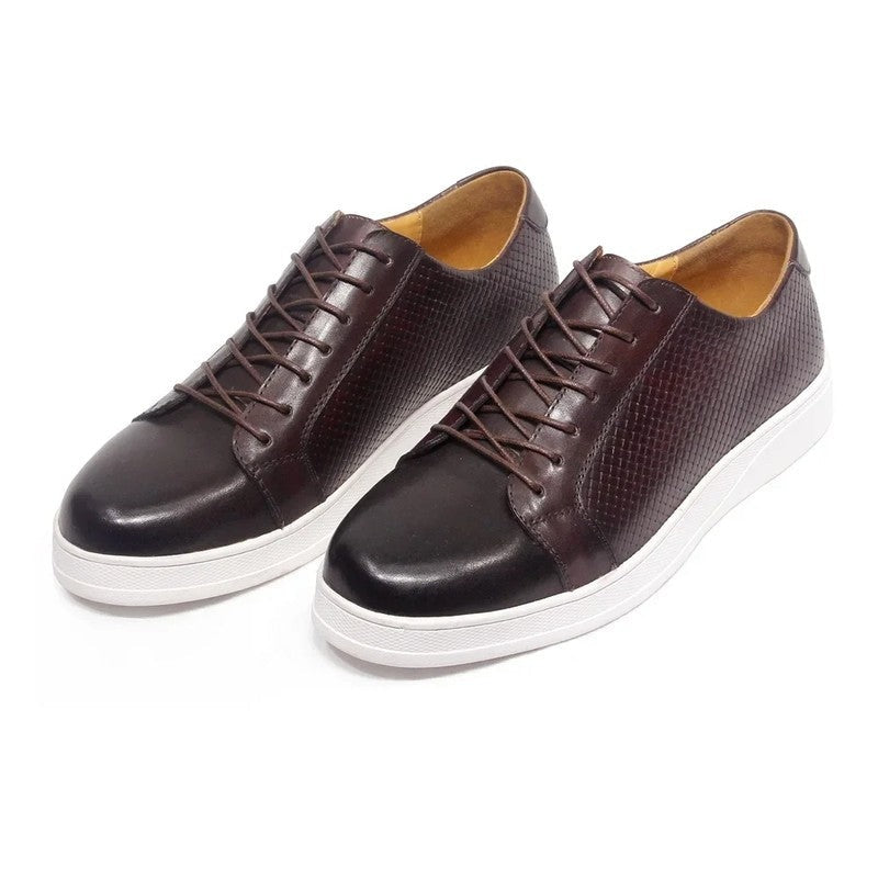 Lorvan Woven Panel Leather Sneakers