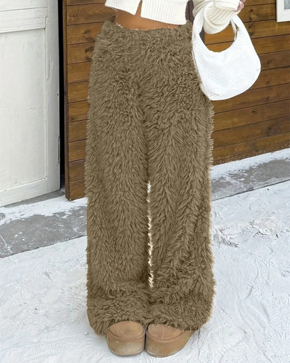 Lucia Women's Fuzzy Wide-Leg Lounge Pants