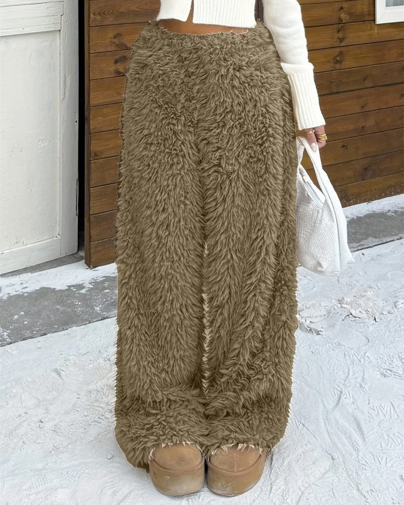 Lucia Women's Fuzzy Wide-Leg Lounge Pants
